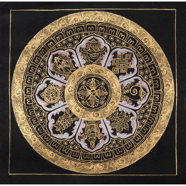 Thanka タンカ マンダラ 送料無料 仏画 Thanka タンカ マンダラ 〔一点物〕タンカ 八吉祥