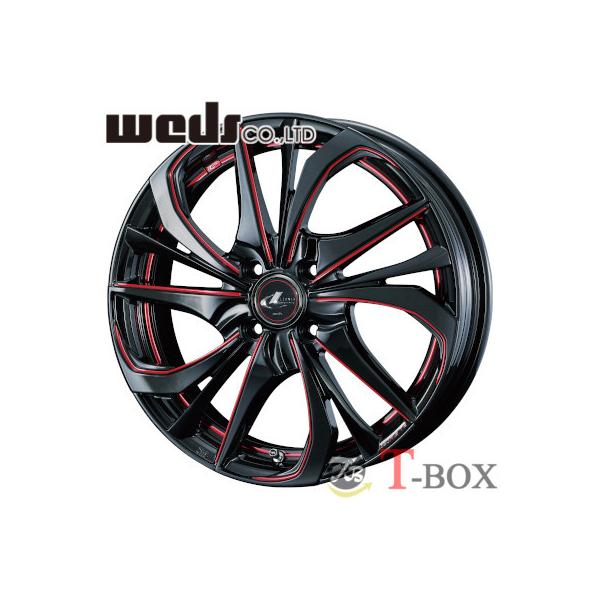 (4{) WEDS LEONIS TE 17inch 6.5J PCD:100 :4H J[:BK/SC[RED] EFbY IjX eB[C[