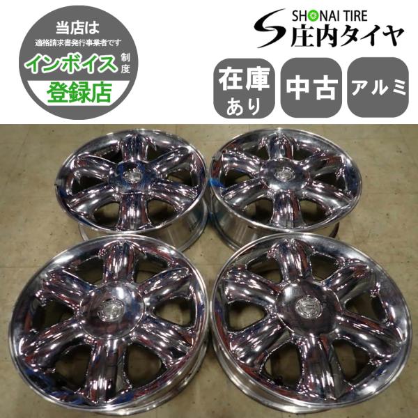 4本SET 会社宛 送料無料 16×6J クライスラー PTクルーザーアルミ 5穴 PCD 100mm +40 ハブ径 57mm CHRYSLER クロームメッ
