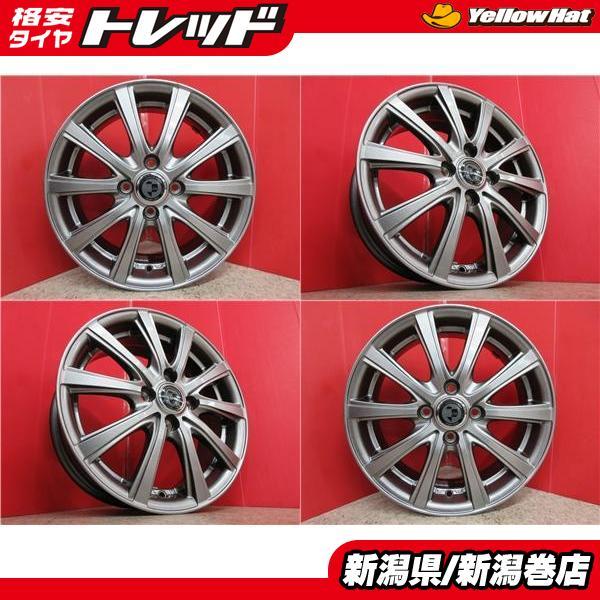 中古 4本 CLAIRE 15インチ ホイール セット 5.5J +50 4H 100 アクア 