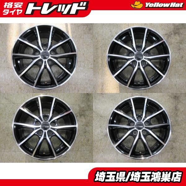 Yellowhat SPORT KRONE スポルトクローネ 16インチ 4本 6.5J5HPCD114.3+53 ブラポリ ヴォクシー ノア エスクァイア等　(MHZ635)クレジットカード QRコード決済可能 エスティマ ヴォクシー 等 中古 ホイール 4本 セット イエローハット