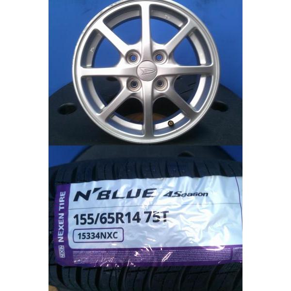 タント ムーヴ ウェイク 4本セット 送料無料 新品 オールシーズンタイヤ ネクセン N BLUE 4Season 155/65R14 155-65-14 中古