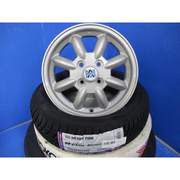 4本 ダイハツ純正 MINILITE ミニライト 14インチ4穴 4-100 新品 155/65R14 オールシーズンタイヤアルミホイールセット 夏用  兼 冬用