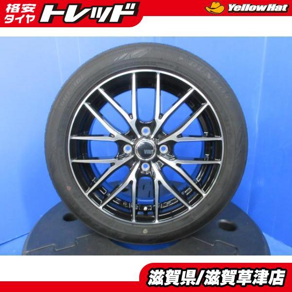 4本 ★ トヨタ タンク ルーミー 純正 5J +40 4-100 ★ 2018年製 バリ山 ダンロップ 175/55R15 ★ ダイハツ トール DUNLOP（ダンロップ） 4本 ルーミー トール タンク 新品 黒 アルミ