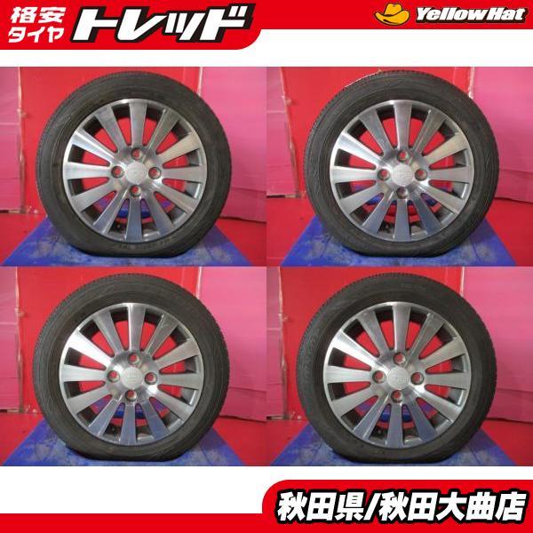 限定1台 ステラ プレオ 中古ホイール中古タイヤ4本セット スバル ステラ純正 14 4.5 +45 4H100 DL EC202 155/65R14 夏タイヤ