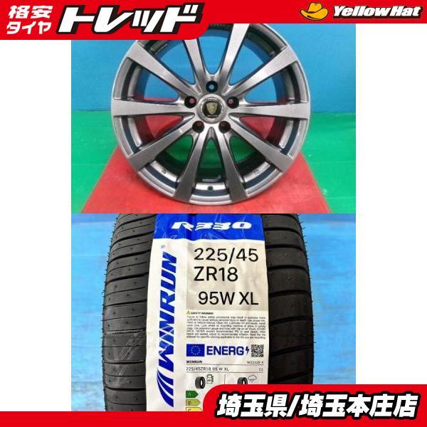 レクサスHS クラウン マークXジオ 4本セット 夏タイヤホイール マナレイ 18インチアルミホイール WINRUN ウィンラン R330 225/45R18 