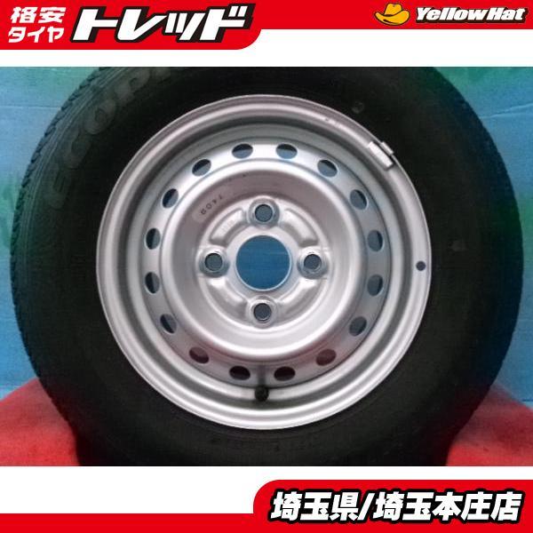 中古 スズキ エブリイ純正 スチールホイール 12インチ 4.0J +45 4H100 夏タイヤ ブリヂストン エコピアR680 145/80R12 80/78