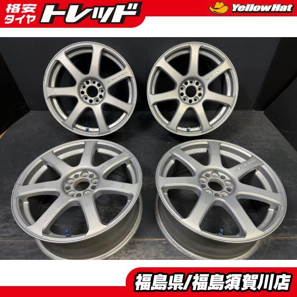 中古4枚セット WORK EMOTION XT7 7J-17 +47 100 5H マグシルバー CT