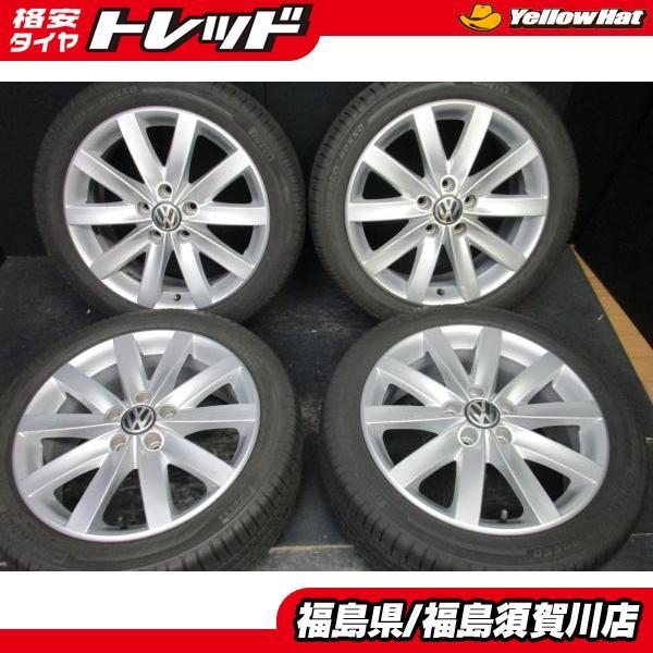 フォルクスワーゲン ゴルフ純正 7J-17+54 112 シルバー ピレリ チントゥラートロッソ 225/45R17 パサート トゥーラン 高級タイヤ 須賀川