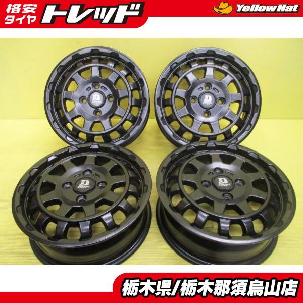 DESERT TEC 145R13 ノーマルタイヤ&ホイール4本セットUSED 美品 中古アルミ 4枚 パンドラ DESERT TEC DD-9 5.0J 14インチ 4/100 +