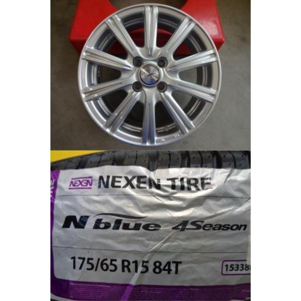 アクア フィット キューブ 4本 オールシーズンタイヤホイールセット  