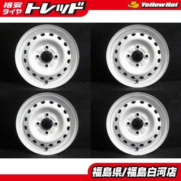 中古 ダイハツ純正 鉄ホイール 4J-12 +40 4H100 54Φ 再塗装品 ホワイト 