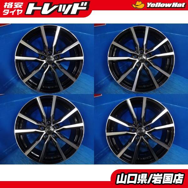 送料無料 中古品 SR アルミホイール 4本 18-7.5J IS48 5H PCD114.3 