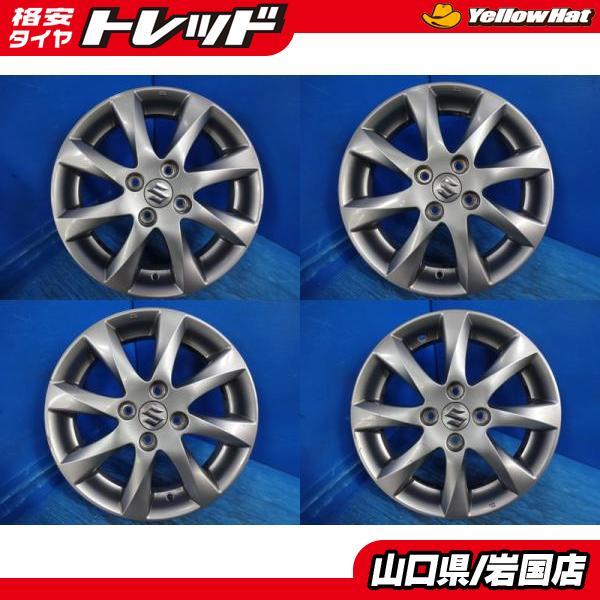 送料無料 中古品 SUZUKI スズキ ソリオ純正 アルミホイール 15-45J IS45 4H PCD100 シルバー ハブ径54mm スタッドレス用 車検用