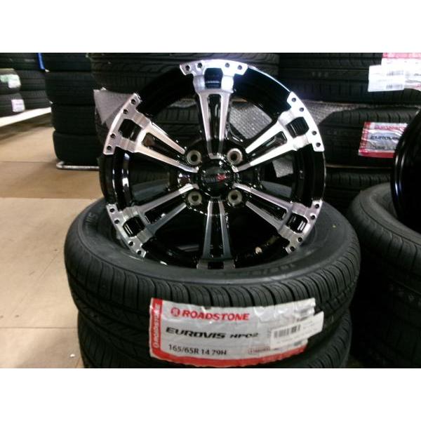 スズキ ハスラー 4本 新品 クロカン 14インチ4H 4穴 PCD 100 25年 165/65R14 夏用 夏タイヤアルミホイールセット 165/60R15