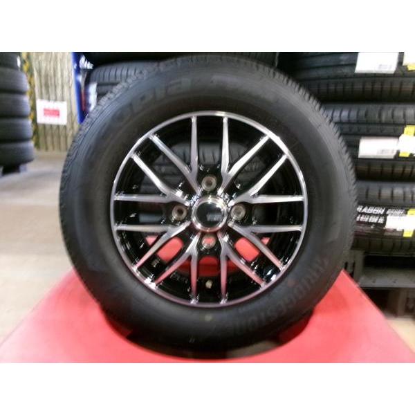 109サマー145／80R12 80／78N LT鉄ホイール付き超深溝 BRIDGESTONE（ブリヂストン） サンバー 4本 新品 黒 12インチ 4H 4穴