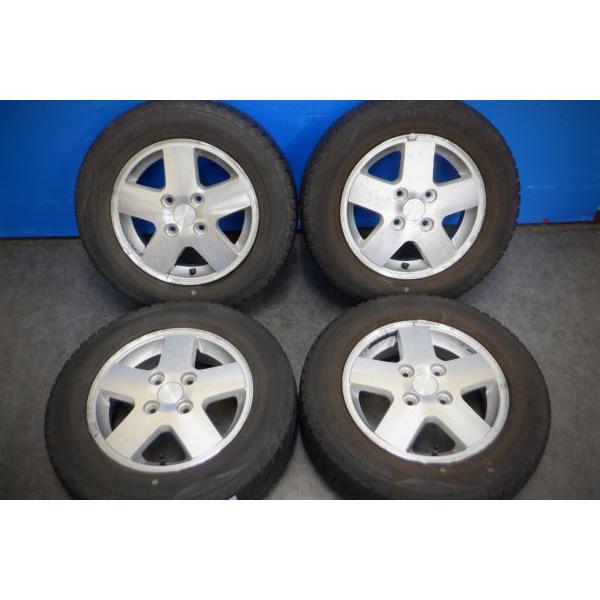 【エブリイワゴンに】国産 中古スタッドレス【155/70R13 75Q】ワゴンR純正【13インチ 4Ｊ+45】165/60R14 冬 4本 セット スズキ OE