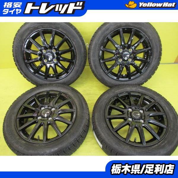 軽自動車 中古 冬タイヤ 展示品 アルミ 4本セット 社外アルミ ブラック  