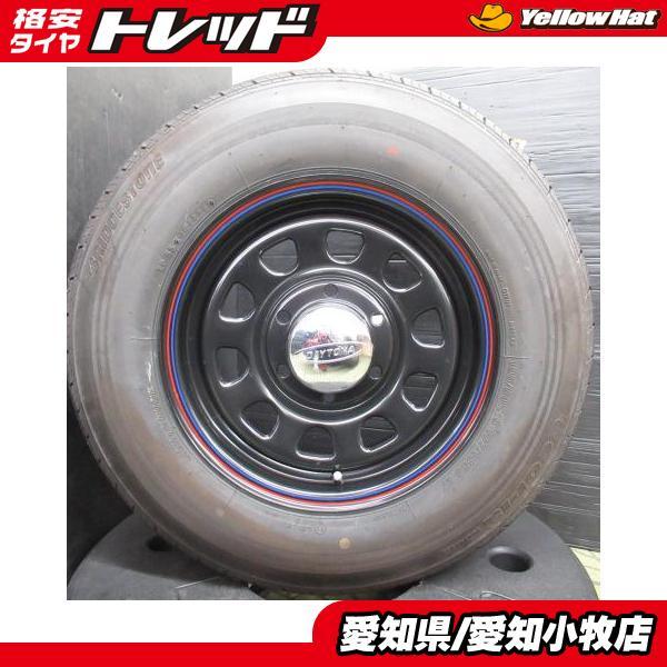 4本 トヨタ TOYOTA ハイエース コミューター 中古サマータイヤ 195/80R15 ブリヂストン エコピア RD613 15インチ 新品ホイール」