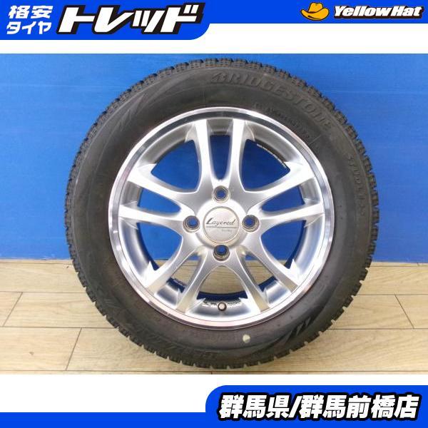 ダイハツ　ミライース　純正　タイヤ　ホイール　４本セット　155/65R13 BLIZZAK 155/65R14 ホイール4本セット ミライース純正 傷多数