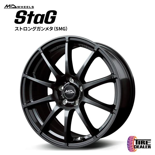 MID WHEELS StaG スタッグ 16インチ 6.5J インセット:38 5H114.3 ストロングガンメタ アルミホイール4本セット ノア ヴォクシー 90系 デリカD:5 CV1W CV5W 等に