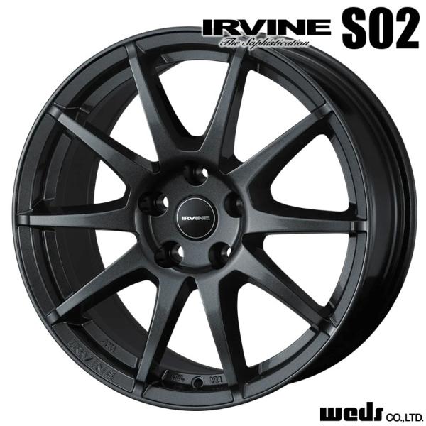 4本セット Weds ウェッズ IRVINE S02 16インチ リム幅6.5J インセット+43 5穴 PCD114.3 ガンメタ ア−ヴイン エスゼロツー 