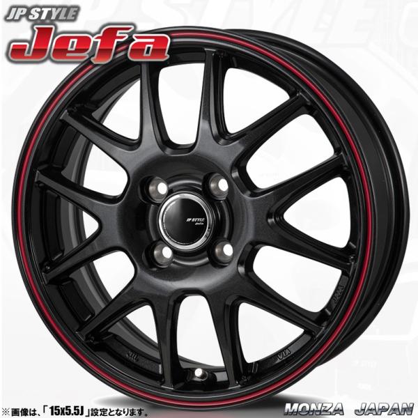 4本セット MONZA モンツァ JP STYLE Jefa ジェイピースタイルジェファ インチ リム幅5.5J インセット+ 4穴  PCD パールブラック/レッドライン