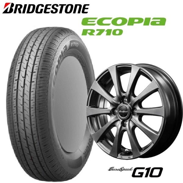 145/80R12 80/78N LT 軽トラック・バン用【アルミ付低燃費タイヤセット】　ブリヂストン ECOPIA R710 12X4.00B PCD：100 EUROSPEED G10