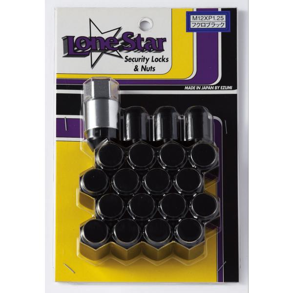 ロンスター ロック＆ナットセット 21HEX 12-1.25 ブラック 5穴用
