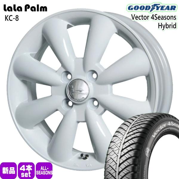 軽自動車 ハスラー デリカミニ4WD ハイゼット 165/65R14 79H グッドイヤー Vector4S 夏冬兼用 オールシーズンタイヤ LaLaPalm 