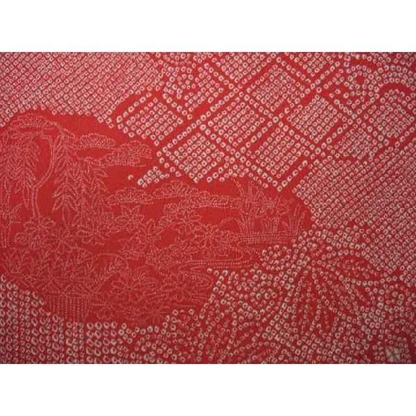 正絹ちりめん生地 単色柄 鮫小紋入り総絞り柄（赤系） 31cmX50cm 縮緬 