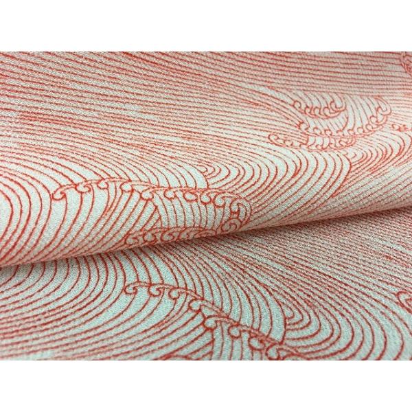 正絹ちりめん生地　10ｃｍ単位　単色柄　荒波（赤）古布のようなしなやかな風合いで伸縮のある絹生地　幅31cm