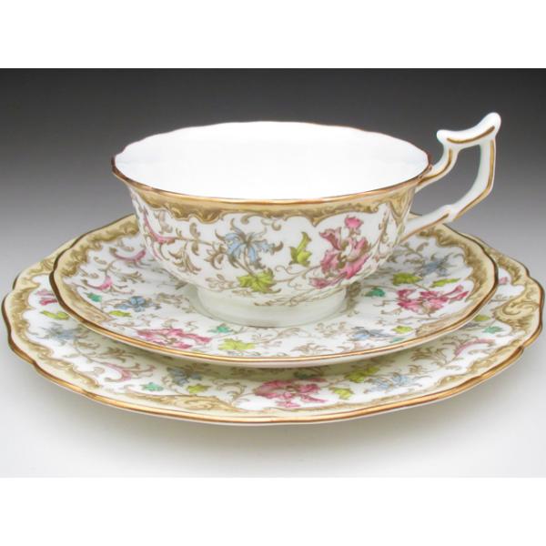 コウルドン 金彩花唐草 トリオ カップ＆ソーサー＆プレート