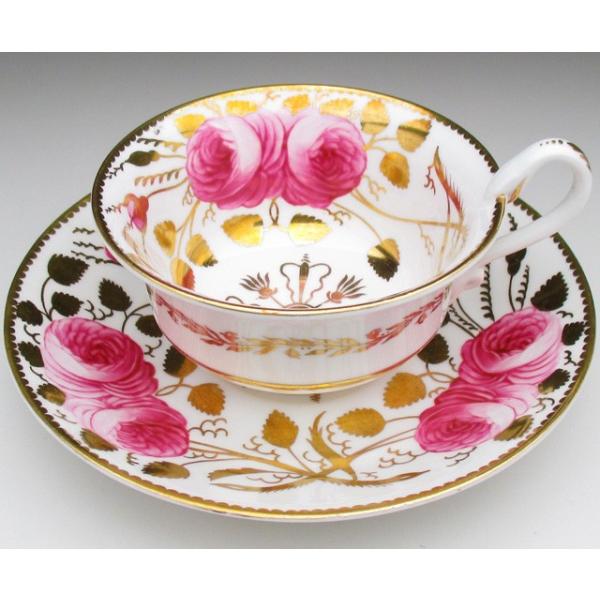 コープランド 金彩連薔薇絵 カップ＆ソーサー アンティーク 1900年