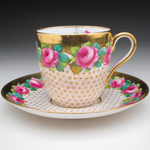 コープランド 金彩薔薇絵 カップ＆ソーサー アンティーク 1891年