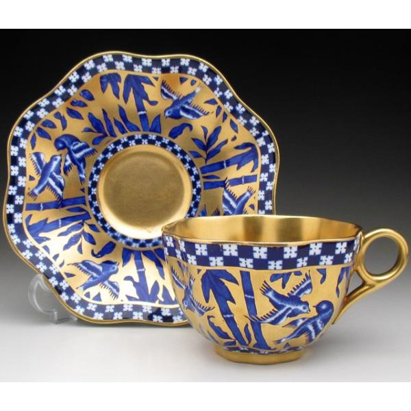 アンティーク　コールポート　coalport　竹雀文様　花瓶 アンティークコールポートcoalport竹雀文様花瓶