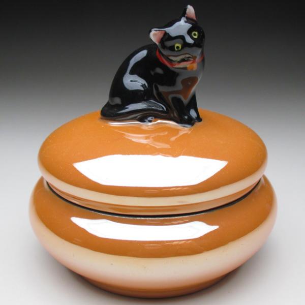 ノリタケ オールドノリタケ 黒猫フィギュア付 小物入れ パウダー ノリタケ オールドノリタケ 黒猫フィギュア付 小物入れ パウダー