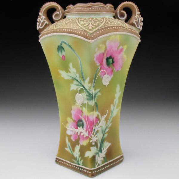 【希少】オールドニッポン 花絵地 一陳盛上げ アールヌーボー様式 花瓶 盛り上げ 希少】オールドニッポン 花絵地 一陳盛上げ アールヌーボー様式