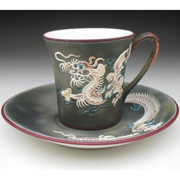 ★希少★高さ14cm オールドノリタケ コップ ドラゴン 盛り上げ花瓶1823 ノリタケ オールドノリタケ ドラゴン盛り上げ カップ＆ソーサー (a