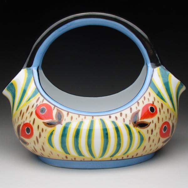 ノリタケ オールドノリタケ 草花文 籠型花瓶 : アンティーク陶磁器