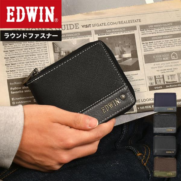EDWIN（エドウィン） 二つ折り財布 メンズ ラウンドファスナー
