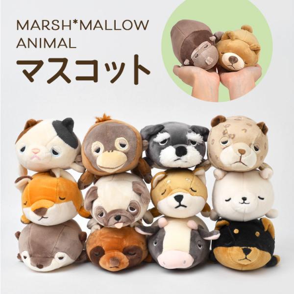 ぬいぐるみ ねむねむアニマルズ ねこ パグ 小さい ミニ クッション マスコット かわいい りぶはあと 動物 猫 柴犬 カワウソ パンダ ゴリラ