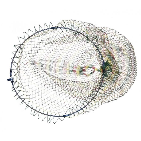 四つ折り 64チタン 60cm 玉枠+PE10号カラフル柄手編み網セット 陽極