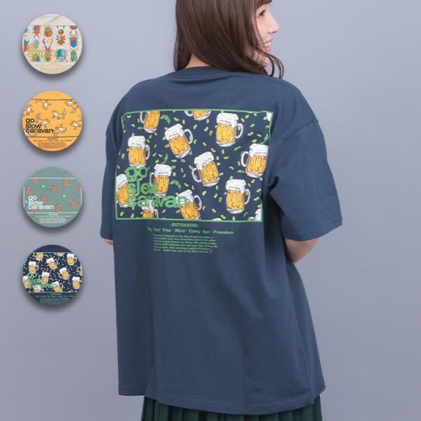 go slow caravan USAコットンスクエアロゴTシャツ ／ Tシャツ ティーシャツ トップス カットソー プルオーバー レディース バックプリント ユニセックス ps