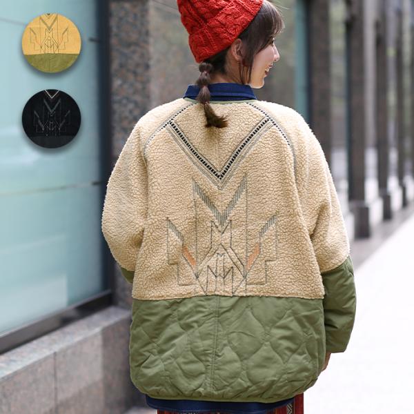 チチカカ ボアキルトコンビチマヨ刺繍コート ／ レディース