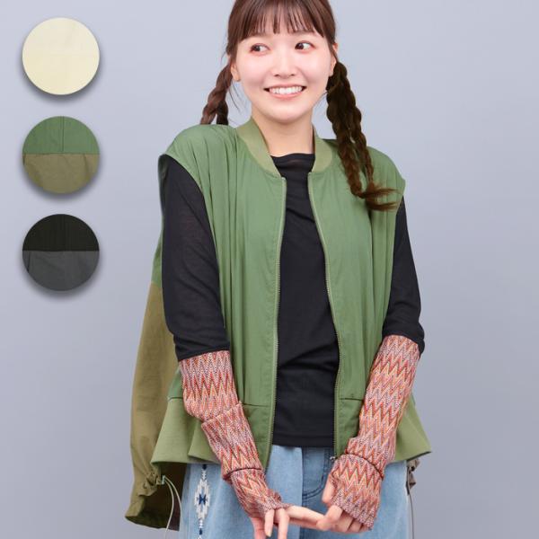 ヴィンテージローンMA-1ベスト ／ ベスト ジレ 羽織り レディース 春 夏 秋 無地 シンプル ワンポイント ベーシック 着回し 薄手 レイヤード 前開き