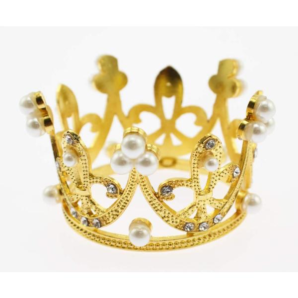 【商品名】　Olive-G きらきら 可愛い ティアラ 王冠 ヘアアクセサリー GOLD 【商品説明】　・キラキラのラインストーンとパールが可愛いクラウン型のヘアアクセサリーです。・サイズ（約）：幅5.5?×高さ４?・材質：合金・色：GOL...