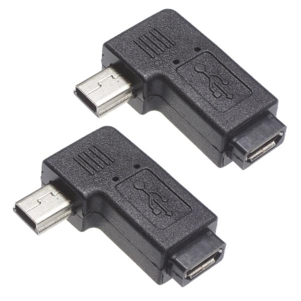 他サイト： KAUMO USB 変換コネクタ 2個パック (mini-Bオス / micro-Bメス 横L型 左向き) KM-UC212Dの商品画像