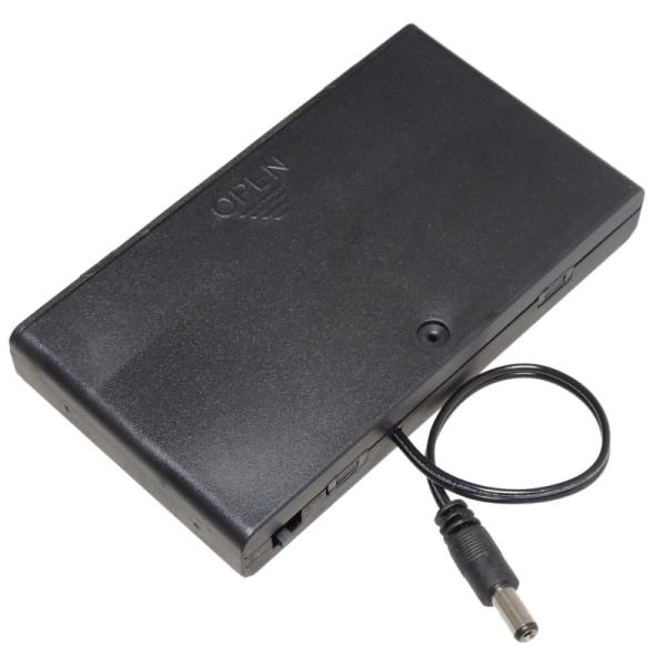 12V電池ボックス 単3電池×8本直列 ON/OFFスイッチ付き DCプラグφ5.5/2.1mm 電池ケース 電池ホルダー