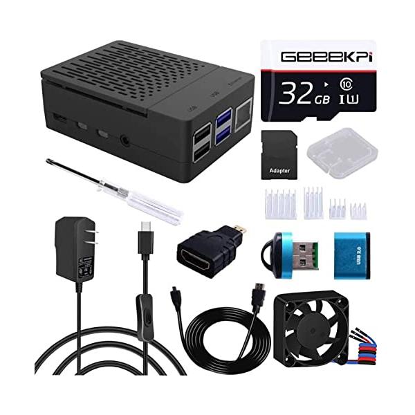 【商品名】　GeeekPi Raspberry Pi 4 ABSケース、4010 PWM冷却ファン5V 3.6A Type-C電源PSE取得ヒートシンク 【商品説明】　・Raspberry Pi 4 Model B用の1mマイクロHDMIケ...